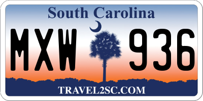 SC license plate MXW936