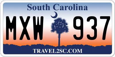SC license plate MXW937