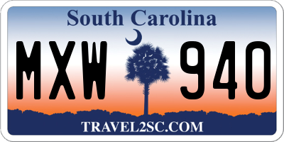 SC license plate MXW940