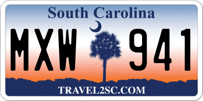 SC license plate MXW941