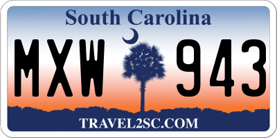 SC license plate MXW943