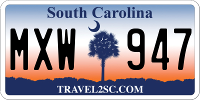 SC license plate MXW947