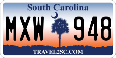 SC license plate MXW948