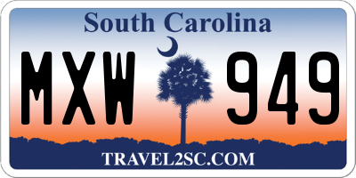 SC license plate MXW949