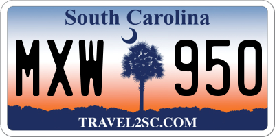 SC license plate MXW950
