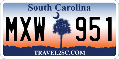 SC license plate MXW951