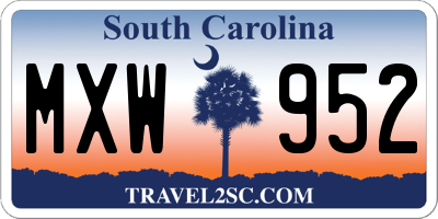 SC license plate MXW952