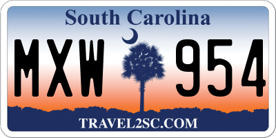 SC license plate MXW954