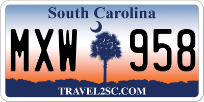SC license plate MXW958
