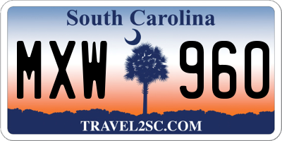 SC license plate MXW960