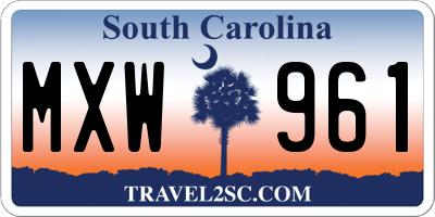 SC license plate MXW961