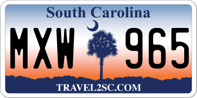 SC license plate MXW965