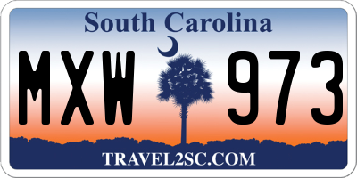 SC license plate MXW973
