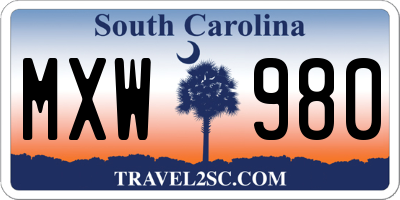 SC license plate MXW980