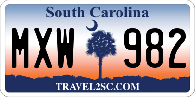 SC license plate MXW982