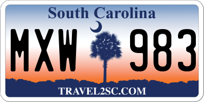 SC license plate MXW983