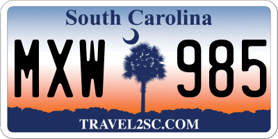 SC license plate MXW985