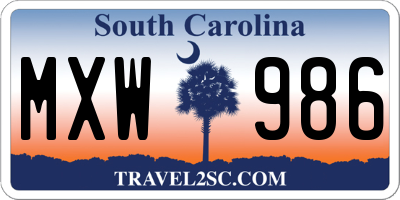 SC license plate MXW986