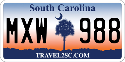 SC license plate MXW988