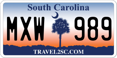 SC license plate MXW989
