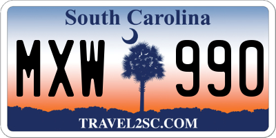 SC license plate MXW990