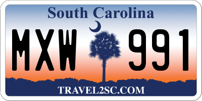 SC license plate MXW991
