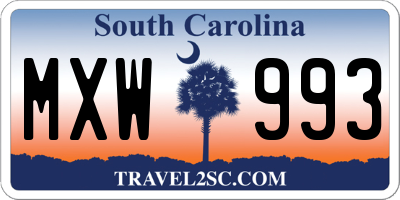SC license plate MXW993