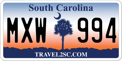SC license plate MXW994