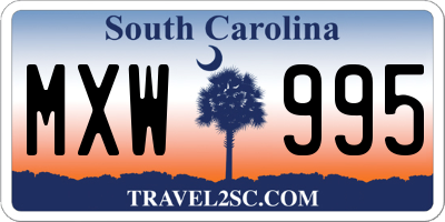 SC license plate MXW995