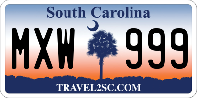SC license plate MXW999