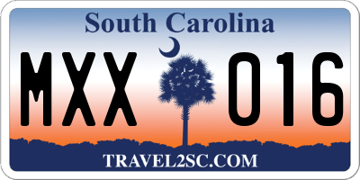 SC license plate MXX016