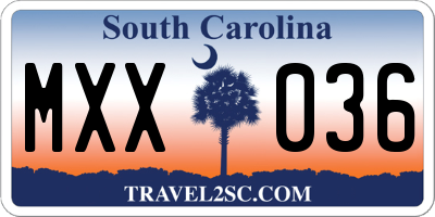 SC license plate MXX036