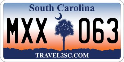 SC license plate MXX063