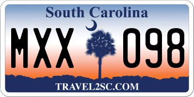 SC license plate MXX098