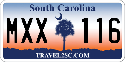 SC license plate MXX116