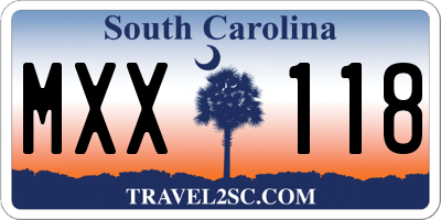 SC license plate MXX118