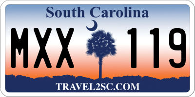 SC license plate MXX119