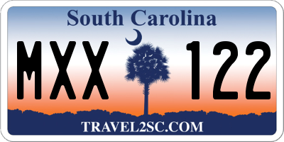 SC license plate MXX122