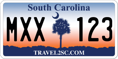 SC license plate MXX123