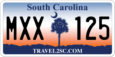 SC license plate MXX125