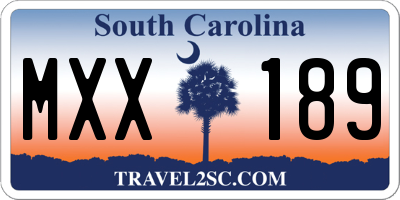 SC license plate MXX189