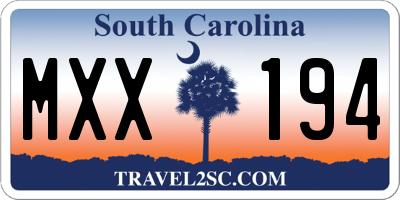 SC license plate MXX194