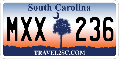 SC license plate MXX236