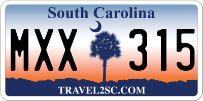 SC license plate MXX315