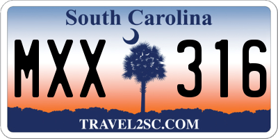 SC license plate MXX316