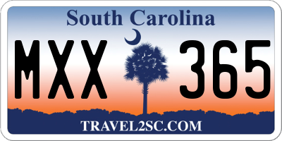 SC license plate MXX365