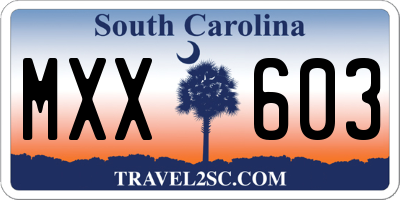 SC license plate MXX603