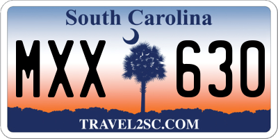 SC license plate MXX630