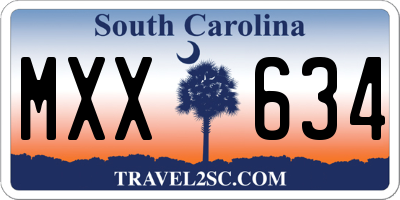 SC license plate MXX634