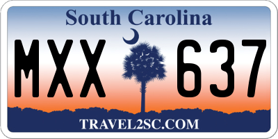 SC license plate MXX637